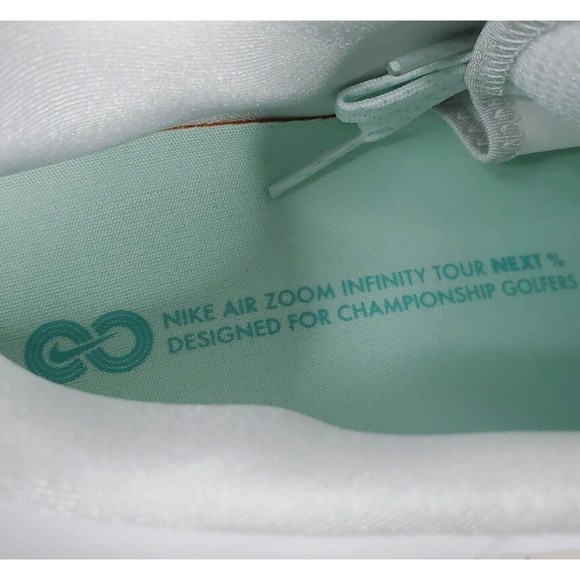 Nike Air Zoom Infinity Tour NEXT% Golf Shoes DC5221-143 White Mint Foam Sz 8.5 - Picture 11 of 12